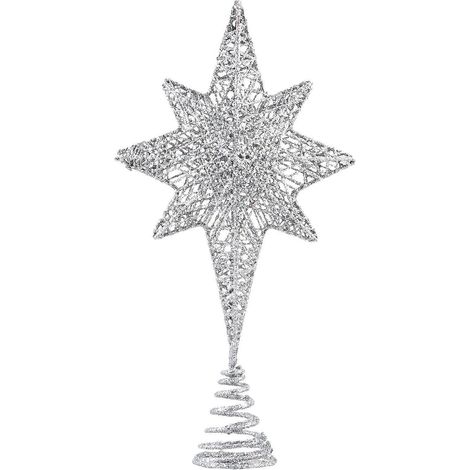 étoile à huit branches pour sapin de Noël (bleue)-30x16cm-Silver (1/3)
