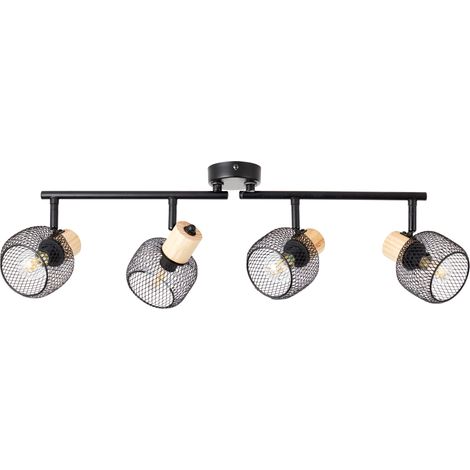 Brilliant Deckenstrahler Giada Strahlerrohr 4flg, 74 cm, E14, schwenkbar, Metall/Holz, schwarz/braun