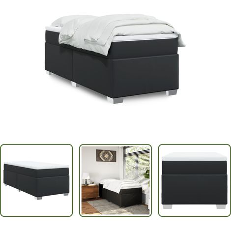 vidaXL Surmatelas -  Sommier à lattes de lit avec matelas Noir 90x190 cm Similicuir (1/5)