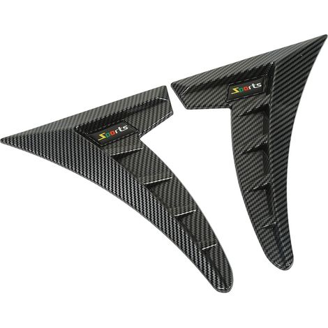 Paire de garnitures d'aération latérales style sport en TPU haute résistance, universelles, pour voiture, style fibre de carbone (1/5)