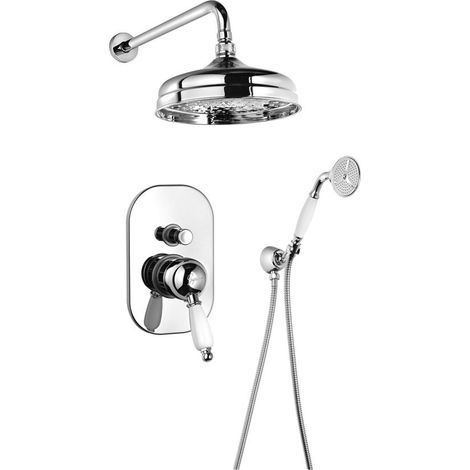 Sapho Kirké - Conjunto de ducha con grifo empotrado, con cuerpo de montaje, diámetro 20 cm, cromo/blanco KI42BC-01 (1/2)