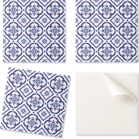 Juego de azulejos de PVC decorativos para cocina o ba帽o. Dise帽o con adornos. Medidas: 4 x 50 x 50 cm.