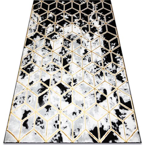 Teppich ALLURE 1966 Würfel 3D - Strukturell, stilvoll, glamourös schwarz / gold black 280x370 cm