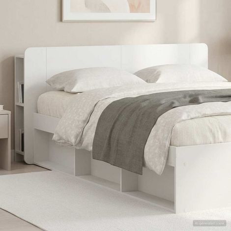 vidaXL Cabinet de Tête de Lit Blanc brillant Bois d'ingénierie (1/5)