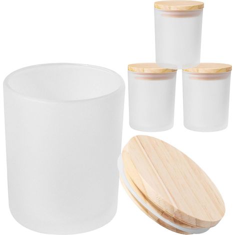 Pots de bougies parfumées en verre, pour le rangement, lot de 4, petits pots dépolis (1/5)