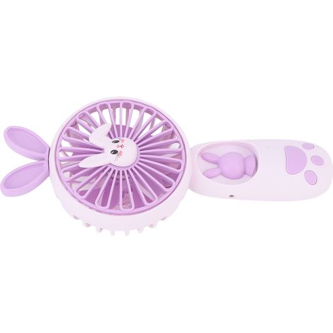 Ventilateur portable miniature à main, motif animal de dessin animé, veilleuse rechargeable 400 mAh, petit ventilateur mignon avec batterie intégrée, violet (1/5)