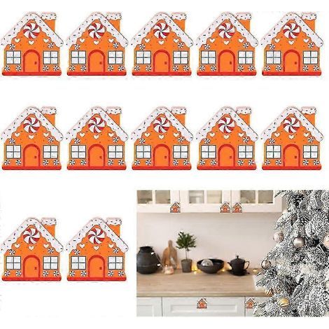 Lot de 12 cache-boutons décoratifs. cache-boutons en plastique en forme de maison en pain d'épice. protège-boutons décoratifs en forme de maison corail. poignées de porte pour Noël. (1/5)
