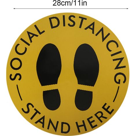 5 Stück Abstandsmarkierungsaufkleber, Bodenmarkierungen, Polyester-Schilder, 28 cm, mehrfarbig, für öffentliche Einrichtungen, Schulen und Geschäfte (1/5)
