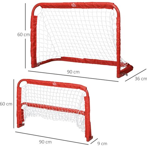 Mini buts de football pliables, lot de 2, cadre en acier Q195, rouge, 90 x 36 x 60 cm OKMYHOME (1/5)