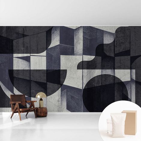 Tapete Vliestapete mit Kleber für Wohnzimmer Schlafzimmer Küche - Wanddekoration Geometrische Symmetrie 416x254 cm (1/5)