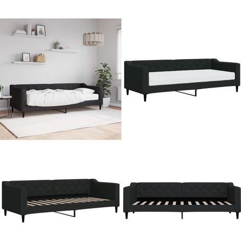 vidaXL Tagesbett mit Matratze Schwarz 80x200 cm Stoff (1/5)