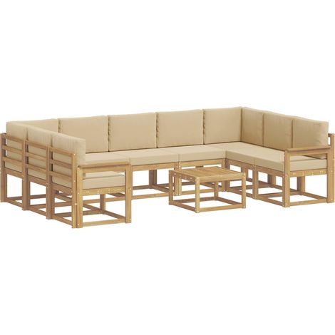 Outdoor-Sofagarnitur 10 pcs Weiß und Beige 59 x 59 x 37 cm vidaXL