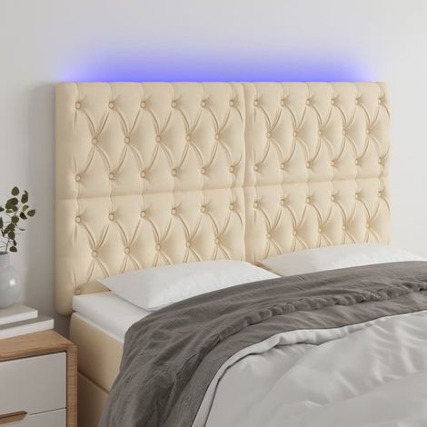 Testiera a LED Crema 160x7x118/128 cm in Tessuto vidaXL (1/5)