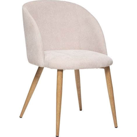 Atmosphera – Chaise pliante velours côtelé beige – Hauteur d'assise 48,5 cm – Structure en fer et contreplaqué – Assemblage facile (1/8)