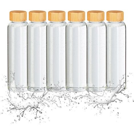 6x bottiglia per bevande con coperchio in bambu 500 ml 8 (1/5)