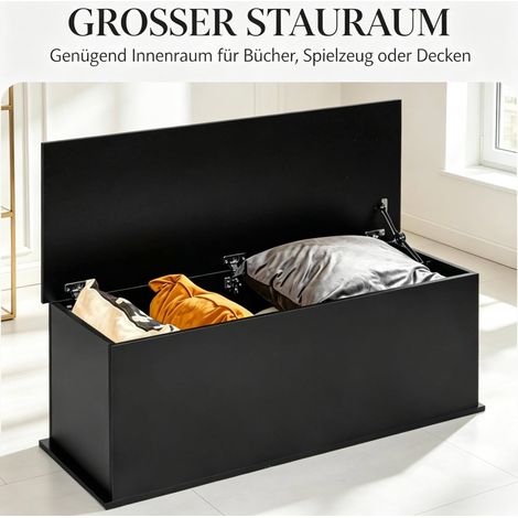 Truhenbank 100x40x40 cm aus Spanplatte, schwarz, platzsparend für den Eingangsbereich – MEUBLIV (1/5)