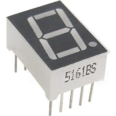 Affichage numérique LED rouge 7 segments à 1 chiffre, 10 broches, 5161AS/5161BS, Digitron, anode commune/cathode CC/-A, 50 cellules. (1/5)