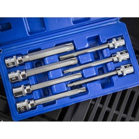 Douille Torx - Acier Chrome Vanadium - Axe 110 Mm - Entraînement Carré 3/8 Pouces - 7 Pièces (1/4)