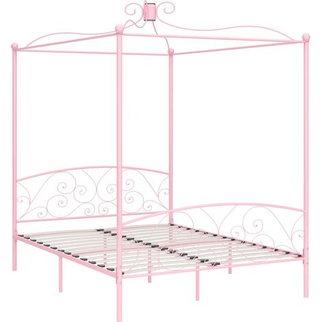 Maison Exclusive - Himmelbett Rosa Metall 180x200 cm (1/5)