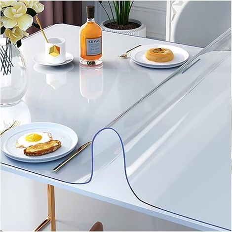 Nappe de Table en 2mm PVC Transparent Facile à Nettoyer Imperméable pour la Maison et la Cuisine 60 x 100 cm, Transparente (1/5)