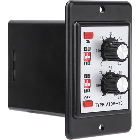 Minuterie Relais Temporisé Twin ON/OFF avec Bouton Réglage 6S-60M AC 110/220V (1/5)