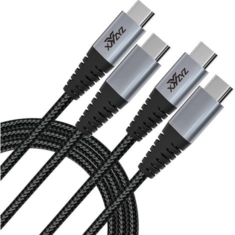 2x USB C AUF USB C SCHNELLLADEKABEL SCHWARZ 60W 20V 3A 2M (1/5)