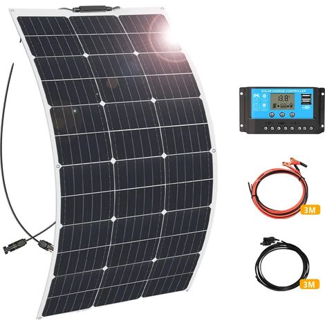 Kit de panneaux solaires, panneaux flexibles 200 W, compatibilité batterie 12 V, kit 100 W (1/2)