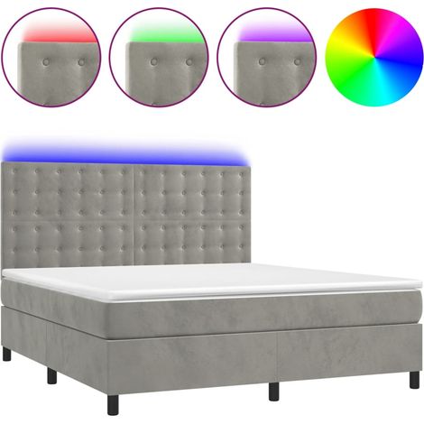 Maison Exclusive - Cama box spring colchón y LED terciopelo gris