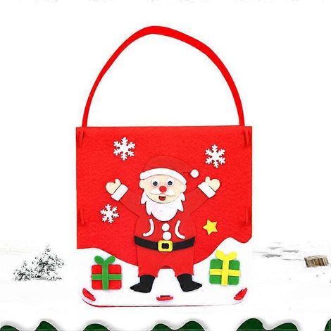 Weihnachtsgeschenktüten, 3D-Weihnachtsgeschenktüten, 4 Weihnachtstüten zum Einpacken, rote Geschenktüten, Gastgeschenktüten (1/4)