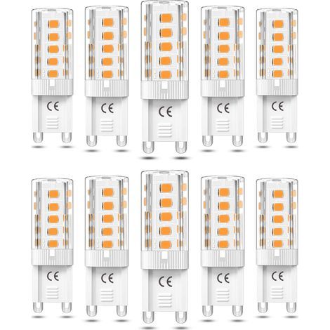 10 Stück G9-LED-Leuchtmittel, nicht dimmbar, 5 W, warmweiß, 3000 K, G9-LED-Leuchtmittel, Halogen-Äquivalent, 50 W, AC110/220 V [Energieklasse F] (1/5)
