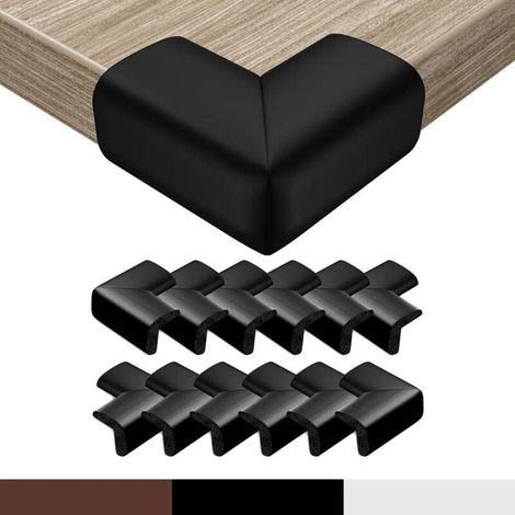 Black 12 Pack Baby Corner Protectors - Self Adhesive Child Protection for Table - Impact Protection for Baby and Child