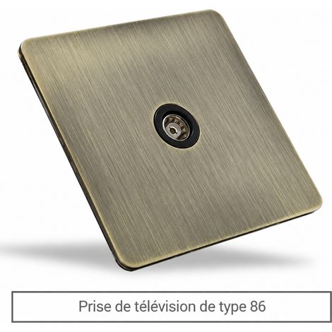 Prise murale Télévision (TV) type 86 9,5 × 9,5 × 4,8 cm panneau acier inoxydable bronze brossé rétro – Livraison gratuite (1/5)