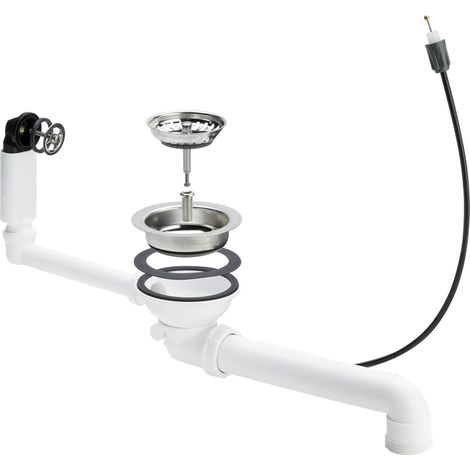 Ensemble de vanne de vidange 7139.162 en plastique blanc