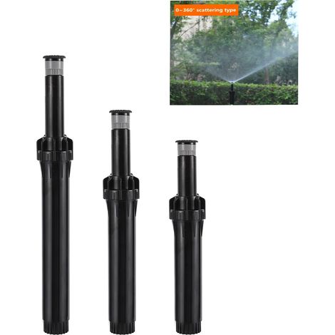 Arroseur escamotable enterré (23,5 cm) à filetage femelle 1/2", à levage automatique 360°, buse à jet diffusant, pour l'irrigation des pelouses vertes. (1/4)