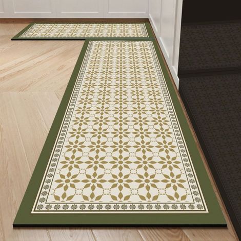 terre de diatomées style rétro américain 5080cm Tapis de cuisine, tapis de sol absorbant en terre de diatomées, facile à nettoyer, tapis rectangulaire antidérapant pour usage domestique (1/5)