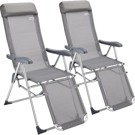 2x High Chair Aluminium Recliner Garden Patio Folding Chair Set (1/5)
