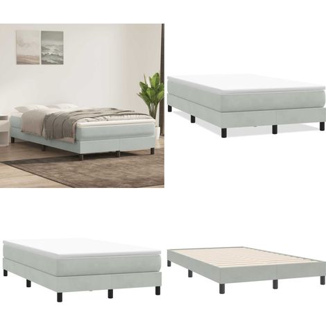 vidaXL Boxspringbett ohne Matratze Hellgrau 120x220 cm Samt (1/5)