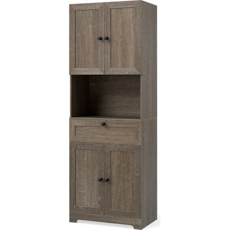 Mueble de baño alto con 4 puertas, 1 cajón y estante ajustable