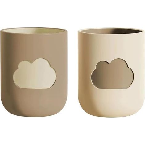 Taza sencilla con diseño de nube para enjuague bucal casero, taza creativa y bonita para parejas (beige y marrón).