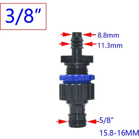 Raccord rapide pour tuyau d'arrosage (3I8 x A) : 1/4 pouce, 3/8 pouce, 1/2 pouce, 3/4 pouce, 1 pouce, 4/7 mm, 8/11 mm, 16 mm, 20 mm, 25 mm (1 pièce). (1/5)