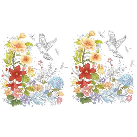 2 feuilles Autocollants Fleurs Décoratifs PVC pour Abattant Wc Étanches et Amovibles pour Salle de Bain et Décoration Murale