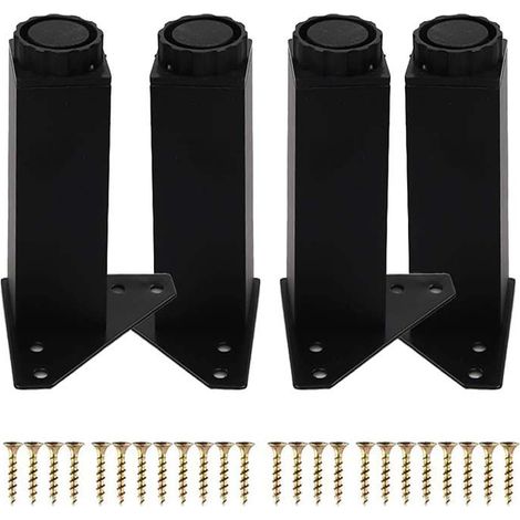 4PCS Pieds de MeublesReglable,Pieds de Meuble 20cm,Pied Canapé Metal,Pieds de Table Pieds de Meubles Pied de Table Basse pour Meubles TV Armoires Postes (20cm/7.87'', Black)