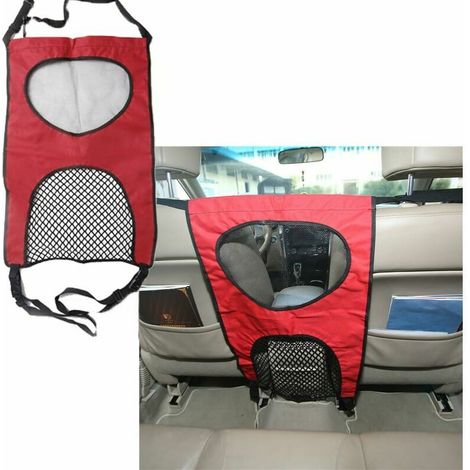 Barrière de voiture pour animal de compagnie de voyage pour chien - Barrière de sécurité pour siège arrière - Filet de protection (rouge) (1/5)