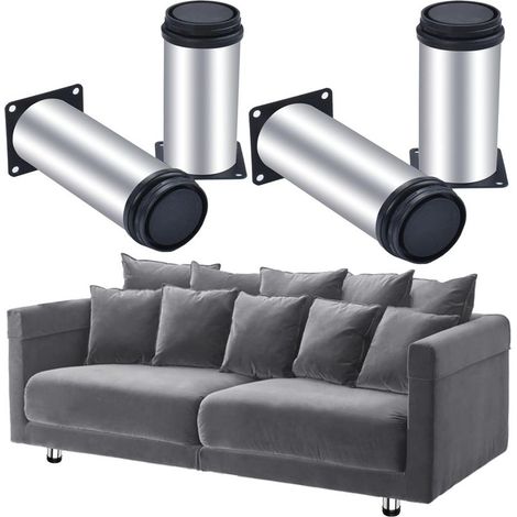 Pieds de meubles réglables en acier inoxydable – Lot de 4 – Diamètre 50 mm – Hauteur 120 mm – Installation rapide avec vis M3,5 x 14 mm (1/5)