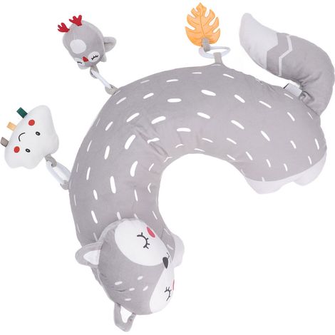 Coussin d'éveil pour bébé avec hochet, jouet sensoriel pour ramper, apaise les gencives, aide à l'apprentissage de la position debout, coussin de sommeil pour le développement précoce, type B (1/5)