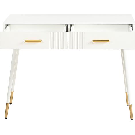 Tavolo trucco bianco con 2 cassetti e gambe in metallo 100 x 40 x 76 cm (1/5)