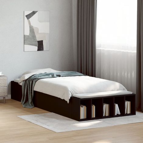 Bed Frame without Mattress Black 75x190 cm Small Single vidaXL (1/5)