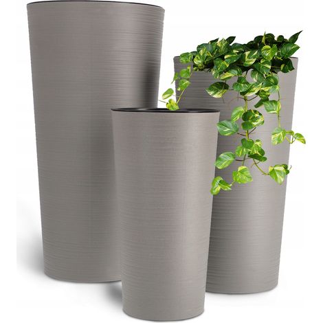KADAX Bio-Blumentopf Set, mit Einlage, 19+25+30 cm, Grau (1/5)