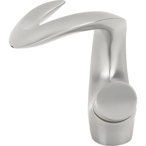Robinet de lavabo cascade réglable mitigeur eau chaude/eau froide en laiton, design épuré, pour lavabo sous plan, couleur argent (1/5)