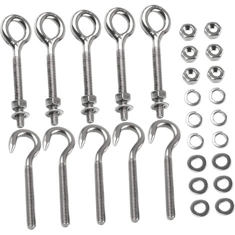 10 crochets plafond, inox, pour jardin, à visser, suspension (1/5)
